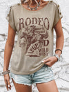 Western Cowboy RODEO Smoke Gray Graphic Batwing Sleeve T-Shirt