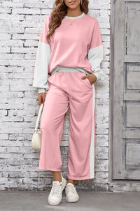 
Trendy Women's Color Block Pant Set - Stylish Two-Piece Outfit for Casual Wear, Comfortable Fit & Modern Design