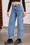 Women's Classic Blue Relaxed Fit Straight Leg Jeans - Trendy, Comfortable Denim for Everyday Wear and Effortless Style