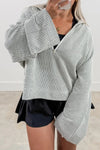 Women's Stylish High-Textured Half-Zip Collared Top with Wide Sleeves - Comfortable Everyday Wear in Chic Colors