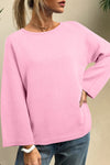 Cozy Women's Pink Knit Dolman Sweater with Loose Bracelet Sleeves - Stylish Casual Knitwear for Any Occasion