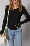 Stylish Women's Black Long Sleeve Top - Comfortable Fit for Casual & Office Wear, Versatile Everyday Essential