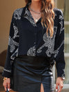 Sleek Black Cheetah Satin Blouse