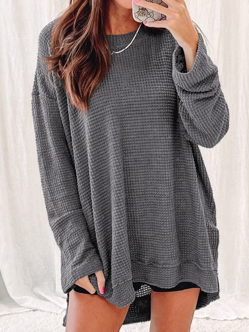Half Turtleneck Solid Split Sweater