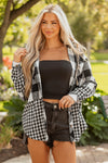 Stylish Women's Black Plaid Shacket - Oversized Jacket for Cozy Casual Fall and Winter Outfits