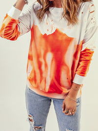 
Colorful Tie-Dye Long Sleeve Hoodies with Round Neck