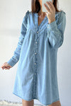 Stylish Women's Classic Fit Denim Button-Up Dress in Blue for Effortless Everyday Chic and Versatile Style