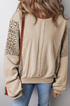 Women's Parchment Knit Crochet Sweatshirt with Exposed Seams and Ribbed Trim - Stylish, Comfortable, and Versatile