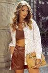 Trendy Beige Leopard Print Corduroy Shacket for Women with Flap Pockets – Stylish Layering Essential for Every Wardrobe