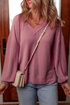 Women's Soft Beige Twisted Ribbed Long Sleeve Top - Versatile Stylish Fit for Casual Wear or Layering