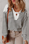 Stylish Women's Striped Long Sleeve Cotton Top - Ideal for Casual Outings and Effortless Layering in Soft Comfort