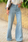 Trendy Dusk Blue Acid Wash Extra Wide Leg High Waist Jeans for Women - Comfortable & Versatile for Casual Styles