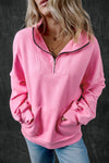 Women's Cozy Bonbon Zip-Up Sweatshirt with Kangaroo Pocket & Stand Neck - Trendy Style in Soft Pastel Color