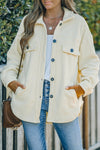 Stylish Beige Button-Up Shirt Jacket for Women - Versatile Layering Top with Turn Down Collar for All Seasons
