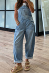 Dusk Blue Women's Adjustable Buckle Denim Overalls – Trendy Barrel Fit for Casual Chic Style and All-Day Comfort