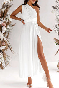 elegant-solid-deep-v-neck-split-dress