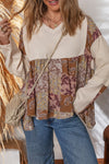 Vibrant Women's Patchwork Long Sleeve Top - Stylish & Comfortable Everyday Wear for a Trendy Look