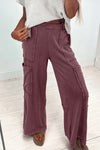 Comfortable Women's Mineral Red Cargo Sweatpants with Patched Pockets - Stylish Utility Fit for Daily Outings