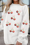 Women's Cozy Cherry Graphic Sweatshirt - Soft, Trendy Fit for Casual Everyday Style in a Vibrant Red Color