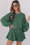 Stylish Women's Ribbed Two-Piece Set - Cozy Cropped Top & High-Waisted Soft Knit Pants for Effortless Everyday Wear