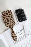 Women's Large Camel Leopard Print Detangling Paddle Comb - Effortless Styling with Air Cushion for Smooth Hair