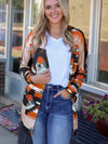 Orange Tribal Aztec Print Western Cardigan