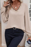 Chic Women's V-Neck Long Sleeve Blouse in Soft Fabric – Perfect for Casual or Office Wear, Available in Elegant Colors