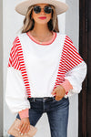 Cozy Women's Stripe Patchwork Sweatshirt - Trendy Casual Style in Vibrant Colors for Everyday Comfort and Fashion