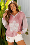 Women's Cozy Floral Patchwork Hoodie - Vibrant Casual Sweatshirt for Springtime Comfort and Everyday Style