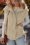 Chic Beige Faux Fur Vest for Women with Snap Front, Side Knot Detail, and Handy Pockets - Perfect for Stylish Layering