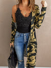 Green Camo Print V-Neck Cardigan