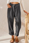 Chic High-Waisted Gray Corduroy Straight Leg Trousers for Women – Stylish Comfort for Every Occasion