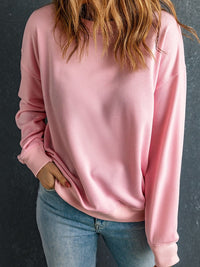 Cozy Pink Crew Neck Long Sleeve Sweatshirt