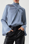 Effortlessly Stylish Women's Soft Pastel Bell Sleeve Blouse - Flowy Fit for Ultimate Comfort and Fashion-Forward Looks
