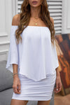 One shoulder Waisted Three-quarter Sleeve Dress