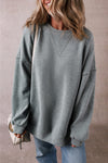 Women's Oversized Medium Grey Sweatshirt with Side Split and Drop Shoulders for Effortless Comfort and Trendy Style