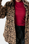 Cozy Women's Khaki Leopard Print Fleece Shacket with Button Flap Pockets – Perfect Casual Layer for Fall & Winter
