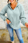 Cozy Women's Soft Gray Ribbed Knit Hoodie - Perfect for Casual Everyday Wear and Stylish Layering