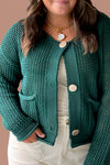 Plus Size Women's Blackish Green Drop Shoulder Knit Cardigan - Cozy, Stylish Layering Essential for Every Occasion