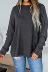 Soft Beige Women's Waffle Knit Long Sleeve Top - Relaxed Fit for Effortless Comfort and Everyday Style