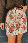 Chic Women's Apricot Floral Mini Skirt with Button Front & Scalloped Trim - Perfect for Summer Outfits