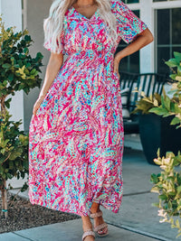 womens-dresses-vintage-print-puff-sleeve-maxi-dress