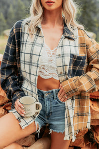 Cozy Oversized Women's Plaid Shacket with Pockets - Trendy Casual Jacket for Effortless Fall Style
