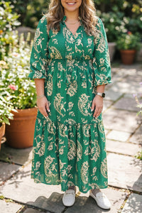 Floral Plus Size Maxi Dress for Women - Elegant, Comfortable Fit, Ideal for Summer Outings and Casual Events