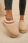 Cozy Women's Oatmeal Sherpa Snow Boots with Embroidery and Thick Sole for Stylish Winter Comfort