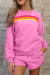 Chic Women's Striped Bonbon Pullover and Shorts Set - Casual Summer Two-Piece Outfit for Effortless Style and Comfort