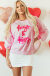 Women's Cozy Pink Embroidered Raglan Sleeve Sweatshirt - Perfect for Casual Everyday Style and Comfort