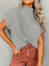 V-neck three-quarter sleeve buttoned drawstring loose T-shirt top
