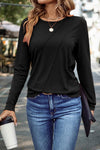 Elegant Black Long Sleeve Women's Top - Stylish, Comfortable Fit Perfect for Everyday Wear and Versatile Layering