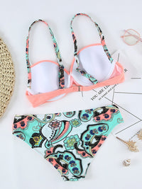 sexy-pink-padded-gather-push-up-bikini-set